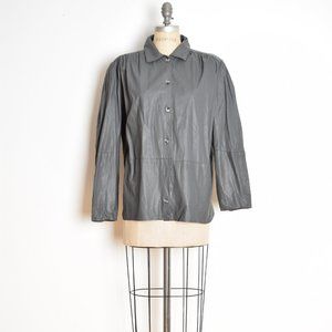 vintage 80s gray leather top shirt blouse jacket MAXIMA trapeze babydoll L XL